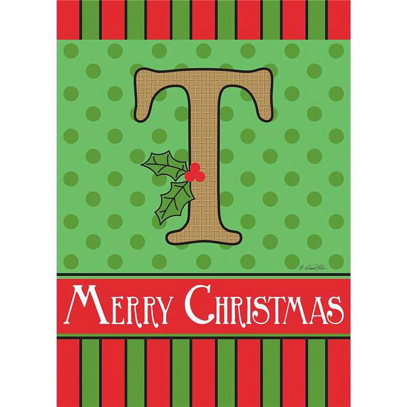 Magnolia Garden Flags 1663 13 x 18 in. Merry Christmas Monogram T Burlap Garden Flag