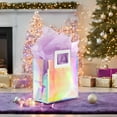 thumbnail image 3 of 1 Pack Holographic Gift Bags with Handles & 2 Tissue Paper Sheets – Iridescent Transparent Reusable Bags for Women, Girls, Birthdays, Weddings，Purple Gift Bag, 3 of 4