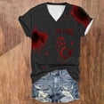 thumbnail image 2 of Tops Cortos para las Mujeres, Halloween Impreso V-Cuello Camiseta de Manga Corta, Tela de Imitación de Moda Casual, 2 of 3