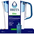 thumbnail image 3 of Brita 10 Cup Large Plastic Water Filter Pitcher, Blue, BPA Free with 1 Elite Brita Filter, 3 of 10