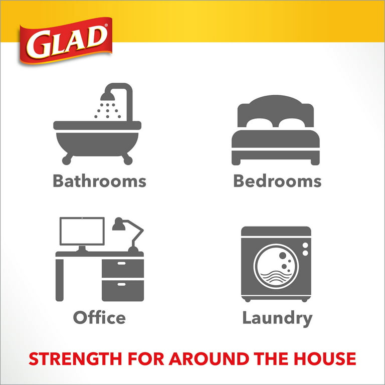 Glad Small Drawstring Trash Bag with Clorox, 4 Gal Lemon Fresh Bleach Scent 80 ct (Package May Vary)