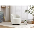 thumbnail image 2 of 360 Degree Chenille Swivel Chair, Modern Barrel Club Armchair with Metal Base for Living Room Bedroom, Ivory, 2 of 7