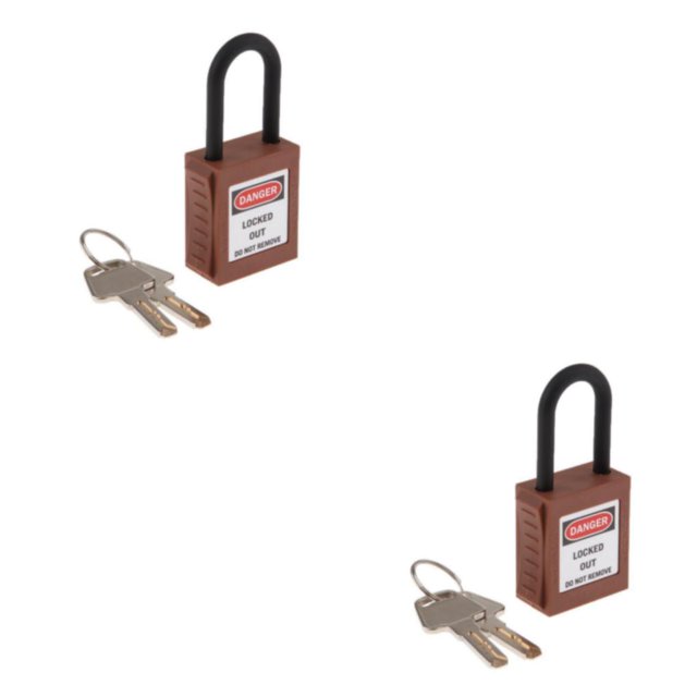 mmirethe Durable 38 mm PVC Curved Safety Lockout Padlock Ensuring Security Brown 90x40x19 mm 2Set