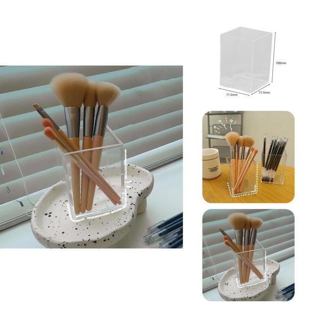 Storage Box Large Capacity High Transparency Square Shape Acrylic Transparent Makeup Brush Holder for Home