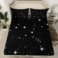 thumbnail image 6 of jejeloiu Galaxy Starry Sky Twin Sheet Sets,Shining Stars Twin Fitted Sheet,White Black Flat Sheet For Children,Microfiber Bedroom Decor,3pcs, 6 of 7