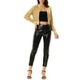 thumbnail image 2 of INSPIRE CHIC Women's Sequin Sparkle Zipper Cropped Bomber Jacket XL Yellow, 2 of 7