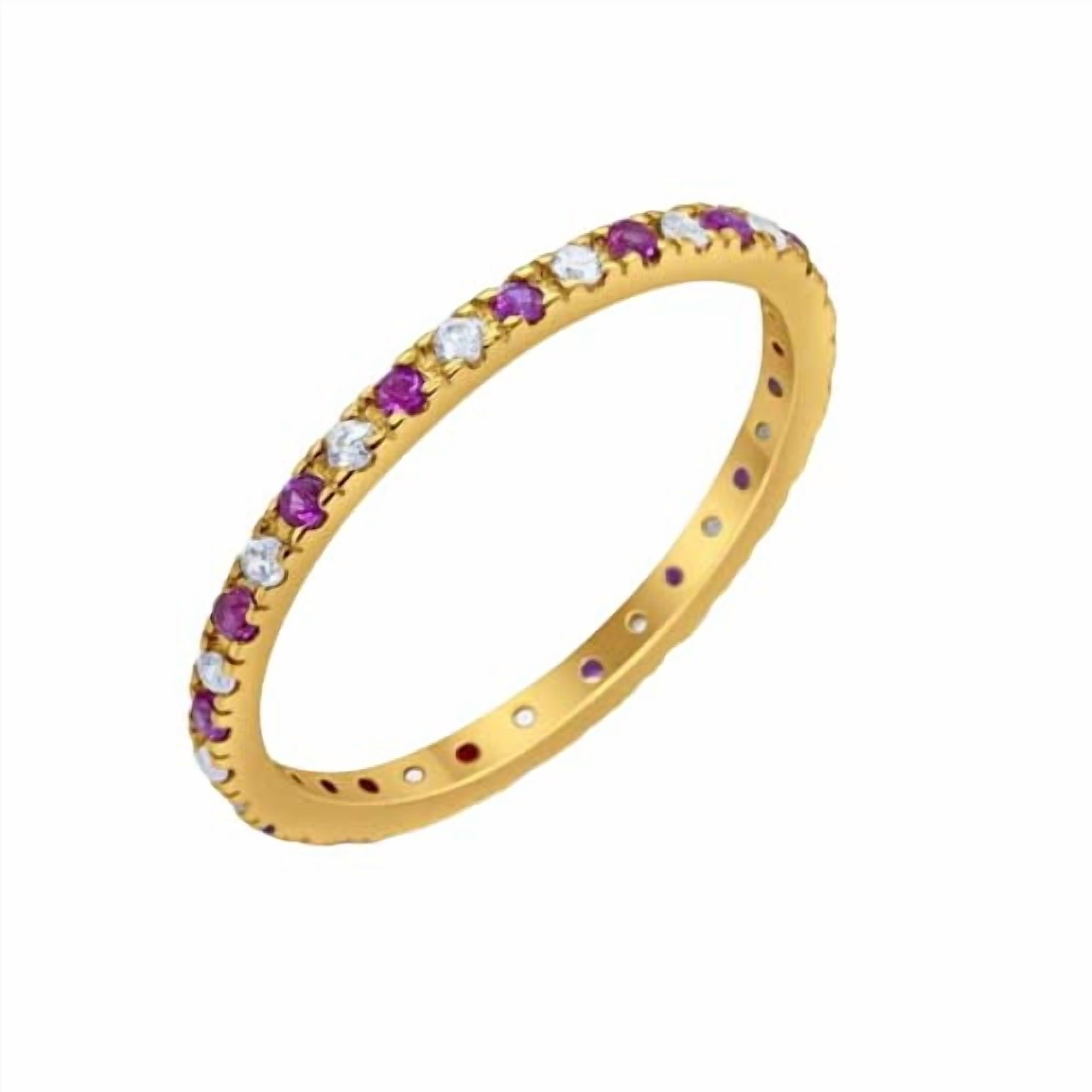 HeartsAndYou 1ct Natural Pink Ruby & Diamond Alternate Eternity Band 14k SOLID Yellow Gold