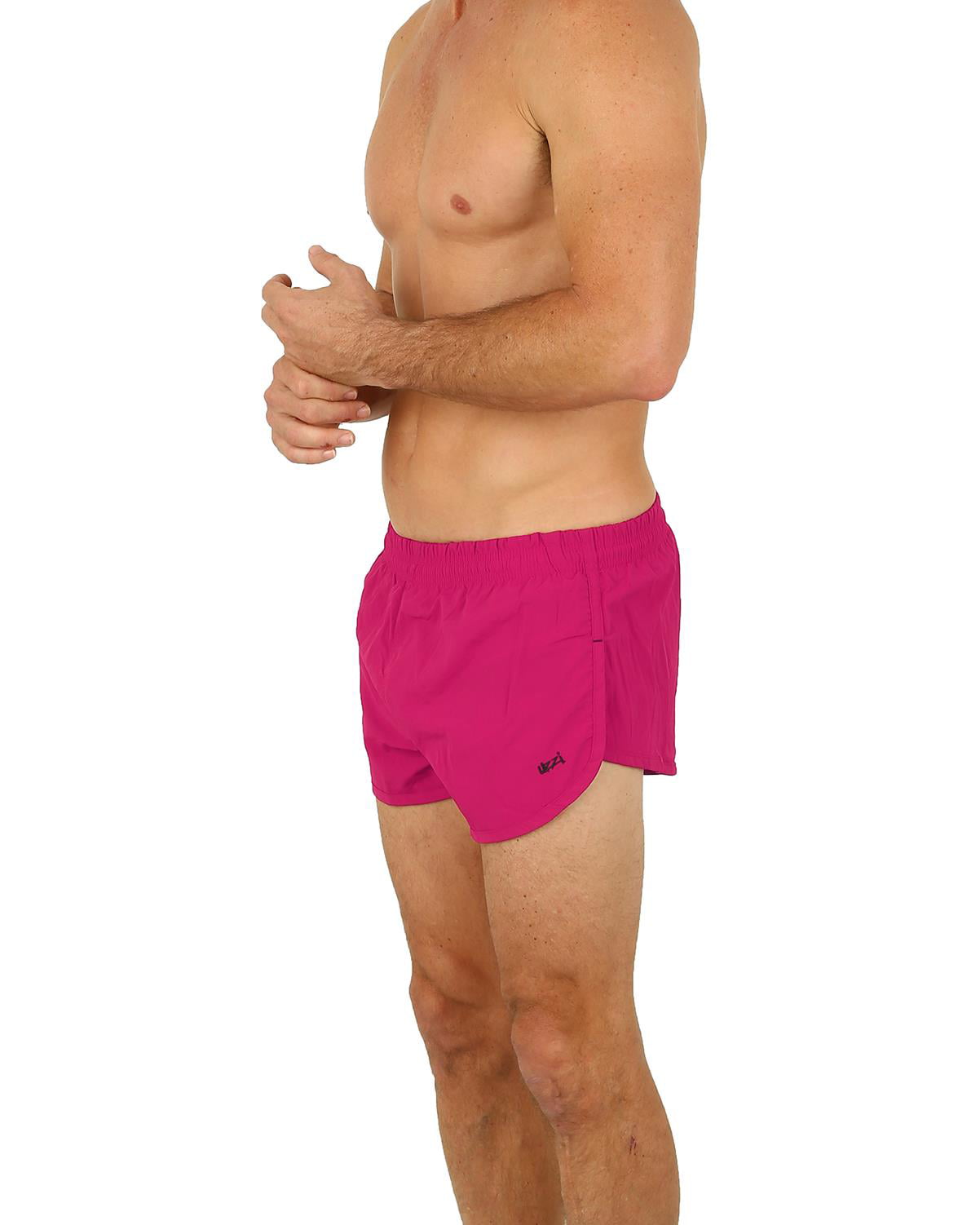 UZZI Mens Swim Trunks Nylon Boxer Shorts Running Shorts, Fuchsia, Size:  Large, Uzzi Active Wear