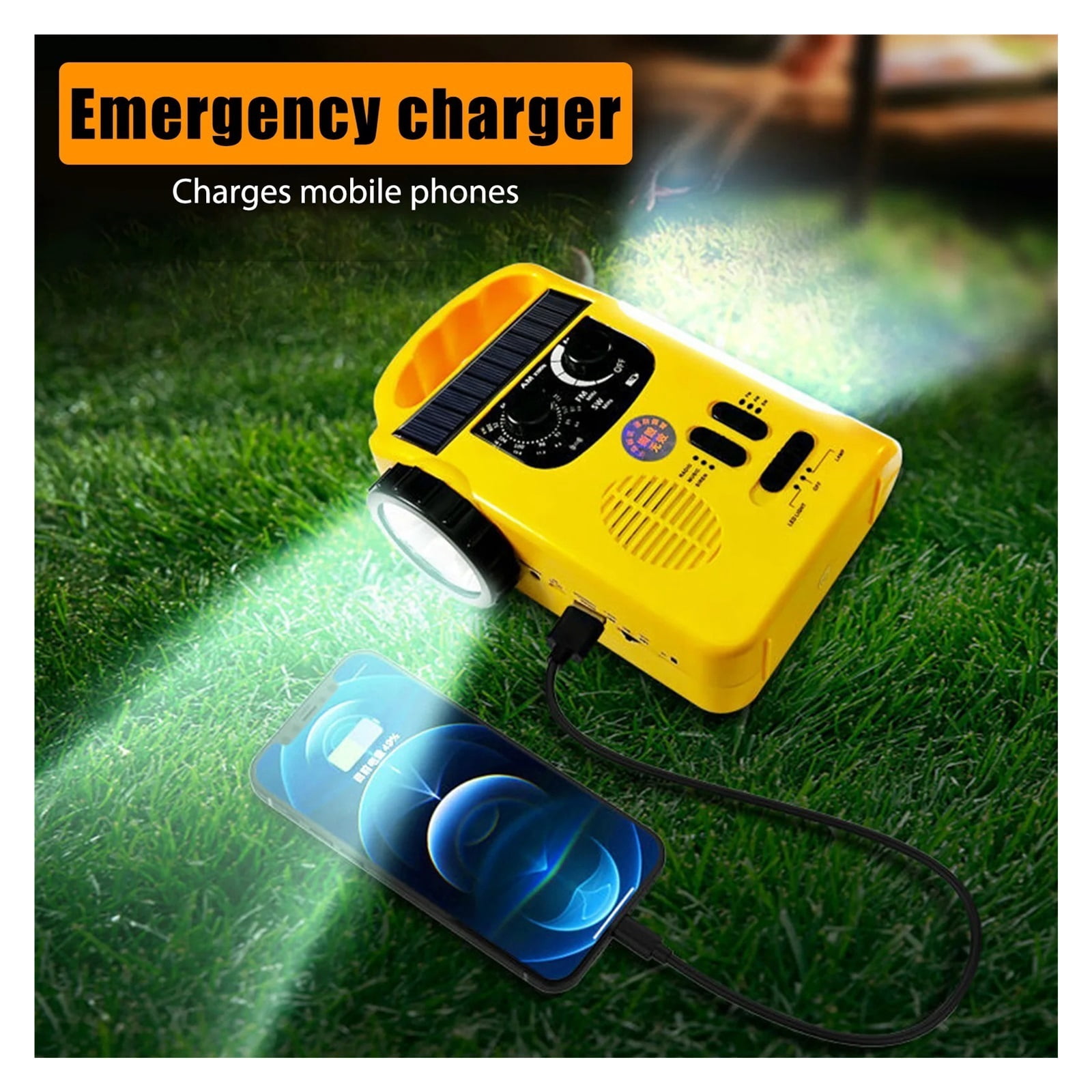 Multifunction Radio Hand Crank Solar USB FM/ AM Weather Radios Outdoor Emergency Flashlight Torch Power Bank