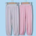 thumbnail image 6 of LYMAYTER Baby Kids Girls Boys Long Trousers Ice Silk Anti-Mosquito Lantern Pants Toddler Summer Casual Sweat Pants for 2-12 Years, 6 of 10