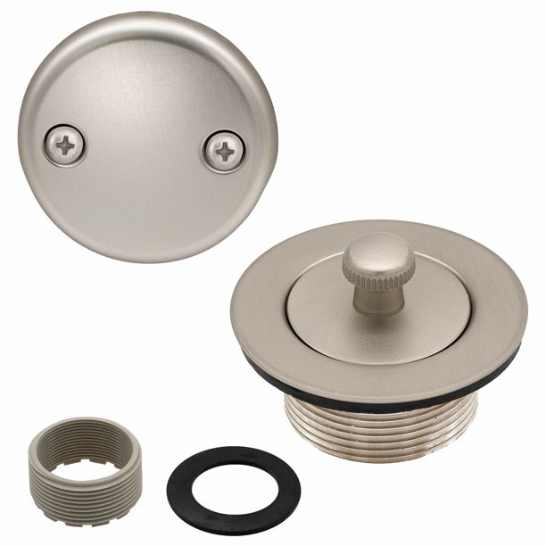 Lift and Turn Bathtub Replacement Tub Drain Overflow Cover Kit, Satin
