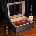 thumbnail image 5 of Cigar Humidor, Jasfuren Glass Top Cedar Cigar Box with Front Digital Hygrometer, Humidifier Gel & Divider, Desktop Humidor Case Hold 25-50 Cigars, 5 of 6