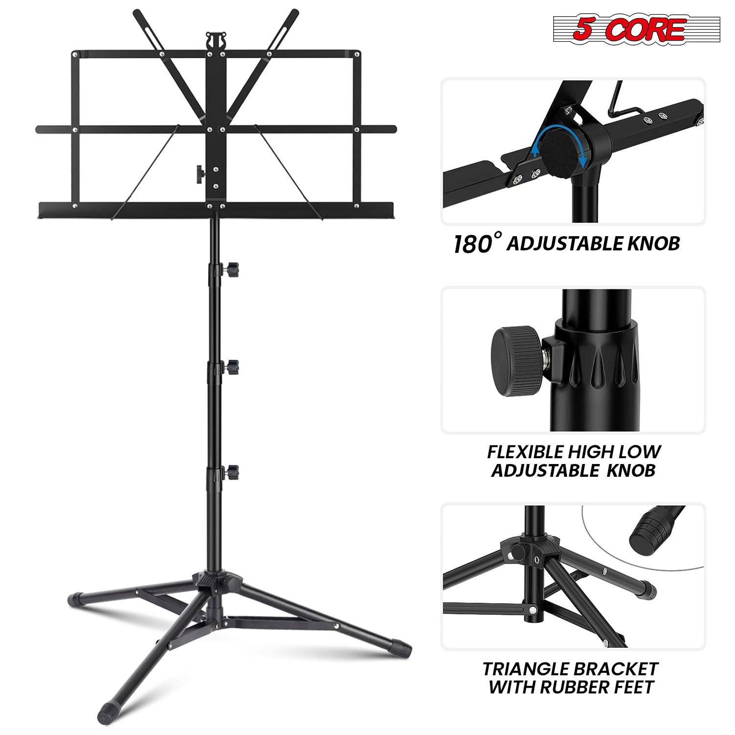 Music Stand Adjustable Desktop Book Stands Portable Sheet Holder All Metal Foldable Bookstand
