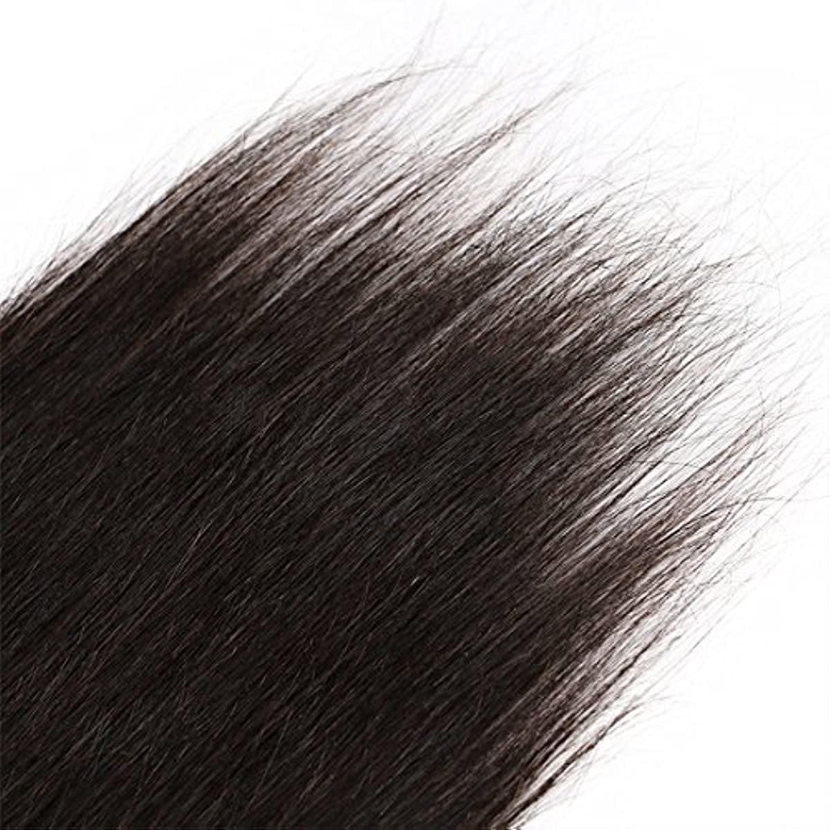 Peruvian Hair Bundles Peruvian Virgin Hair 100% Human Hair 4X4 Transparent Lace Closure Straight Wig Extensions Free Part Natural Black