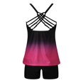thumbnail image 4 of Tankini Swimsuits for Women Plus Size Print Strappy Back Set Two Piece Swimdress Panty Bathing Bathing Suits, 4 of 7