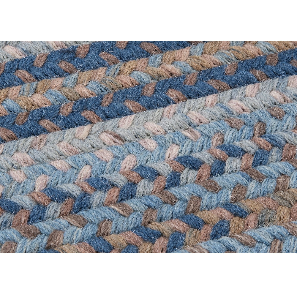 2' x 7' Blue and Brown Braided Rectangular Area Throw Rug Runner