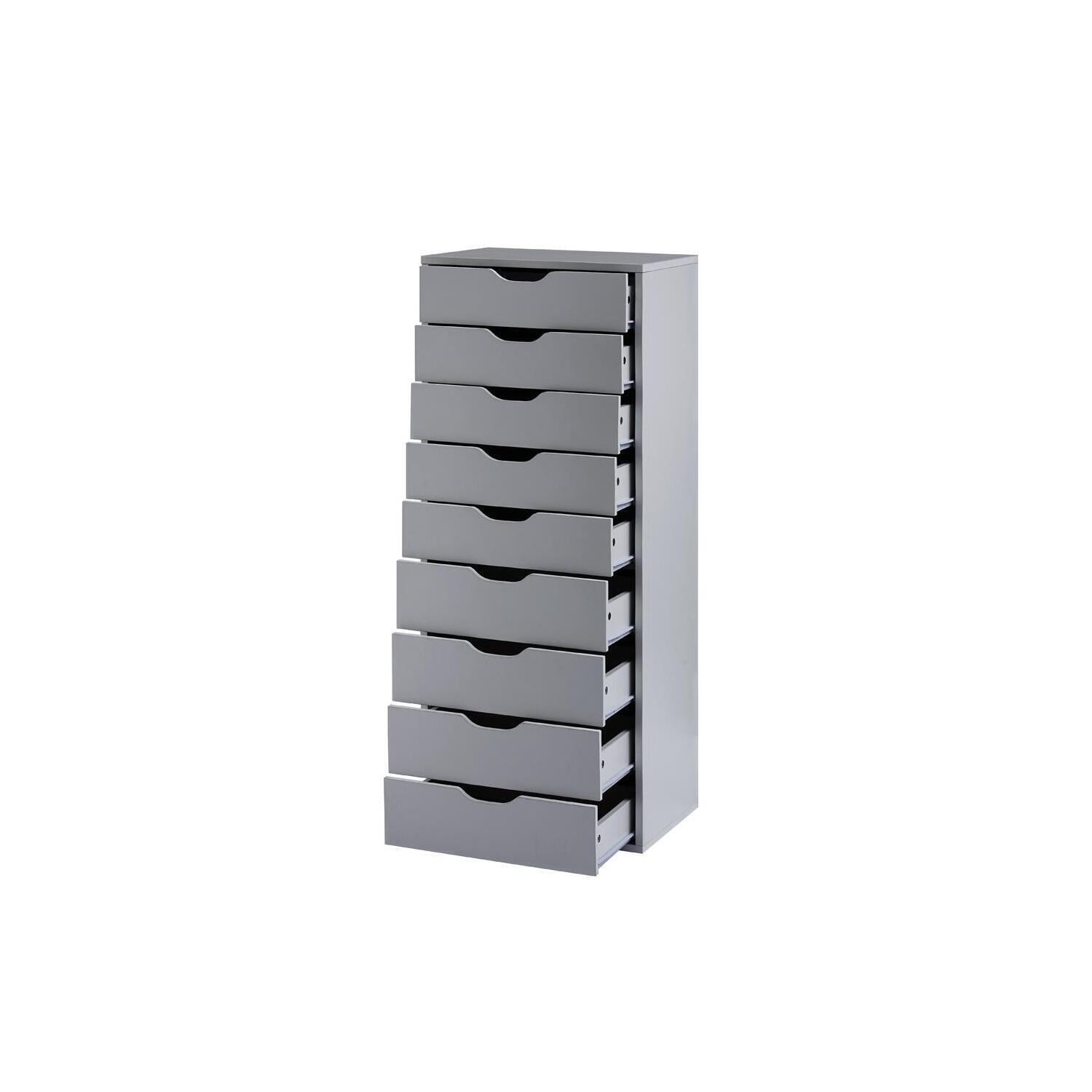 Home Emporium Bianca 9 Drawer Dresser, Tall Dressers For Bedroom, Kids Dresser With Storage Shelves With Drawers, Office File Cabinet With 200 Lbs Capacity-Color:Gray