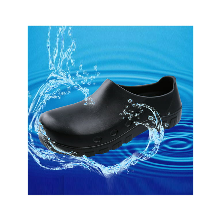 Ymiytan Men Kitchen Shoe Slip On Safety Clog Puncture-proof Chef Shoes  Hotel Waterproof Oil Resistant Work Garden Boots Black 7.5 