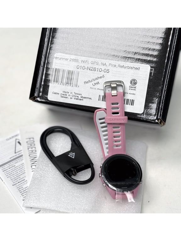 Restored Garmin Forerunner 265S Running Smartwatch, Colorful AMOLED Display, Light Pink and Powder Gray