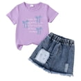 thumbnail image 4 of BOBOGOJP Kid Girls Clothes Outfits Bowknot T-Shirt + 2 In 1 Denim Short Skort Summer Clothing Set, Size 4-10, 4 of 4