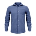 thumbnail image 4 of Designer Spring Summer Men's Casual Cotton Linen Solid Color Long Sleeve Shirts Loose Shirts M, 4 of 5