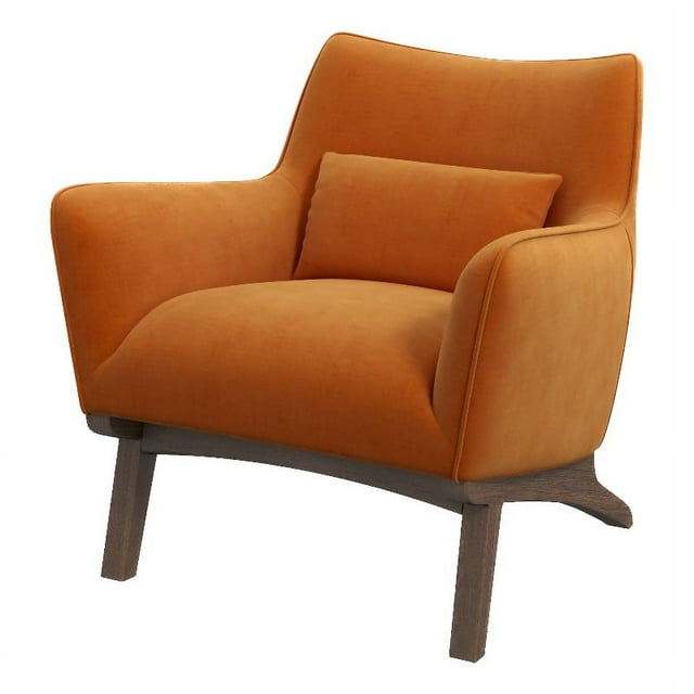 Gatsby Mid Century Modern Furniture Style Orange Velvet Accent Armchair