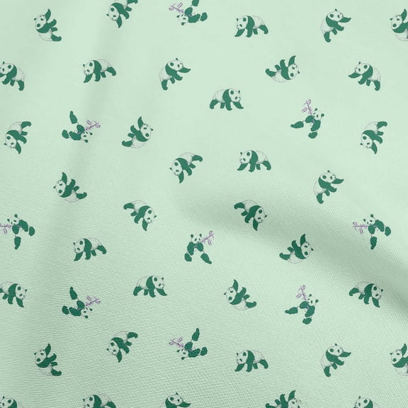 oneOone Cotton Flex Mint Green Fabric Panda Sewing Craft Projects Fabric Prints By Yard 40 Inch Wide