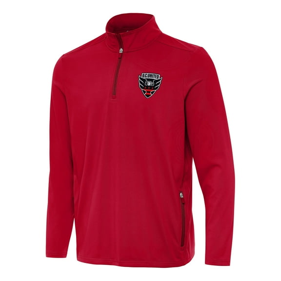Men's Antigua Red D.C. United Perilous Quarter-Zip Pullover Top