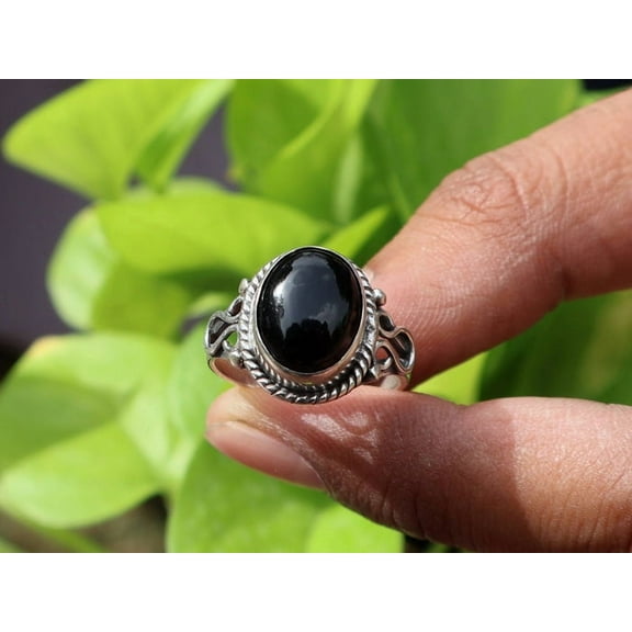 Heaven Crafts 925 Sterling Silver Oval Black Onyx Ring Handmade Silver Jewelry Gift For Her Unisex Ring