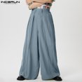 thumbnail image 5 of INCERUN 2024 Pantalones de estilo americano, nuevos pantalones largos con diseño plisado y pierna ancha para hombre, pantalones casuales de color sólido S-5XL, 5 of 5
