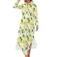 thumbnail image 2 of 2024 Yellow Lemon Print Casual Dress Watercolor Fruit Pattern Street Fashion Dresses Long Sleeve Beach V Neck Graphic Chiffon Dress, 2 of 7
