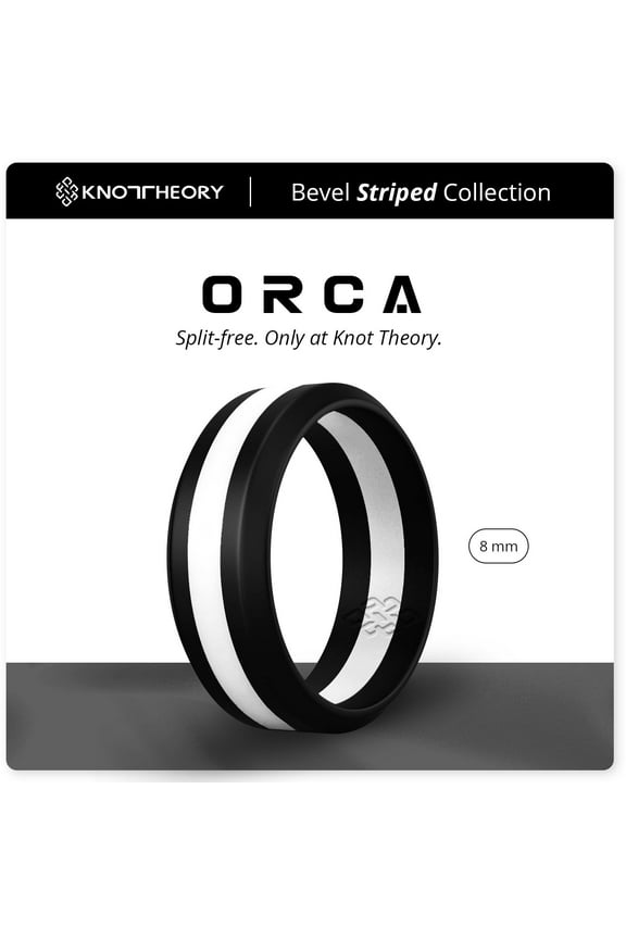 White Stripe Silicone Ring for Men 5mm Bandwidth