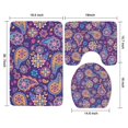 thumbnail image 3 of Purple Paisley and Floral Pattern Bathroom Rugs Sets 3 Piece,Toilet Cover Set,Absorbent Non Slip Bathroom Mats Sets with U-Shaped Contour Rug Toilet Rug Set, 3 of 5