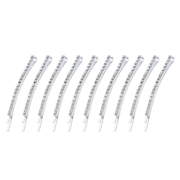 10pcs Rhinestone Hairpins Single Row Bang Clips Bobby Pin Hair Accessories for Women Girls Silver