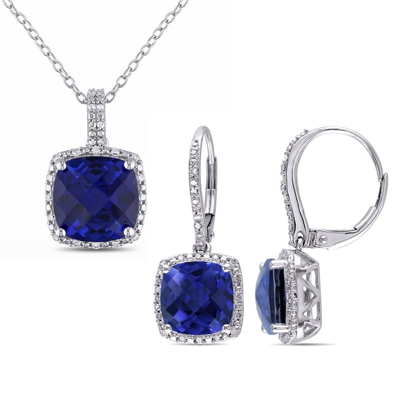 Everly Women's Created Sapphire Sterling Silver Jewelry Set