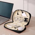 thumbnail image 4 of Electronics Travel Organizer Bag for Cables and Accessories, Quilted Portable Storage Case with Elastic Straps and Mesh Pockets for Chargers, Headphones, Mouse, Pens and Makeup, 4 of 6
