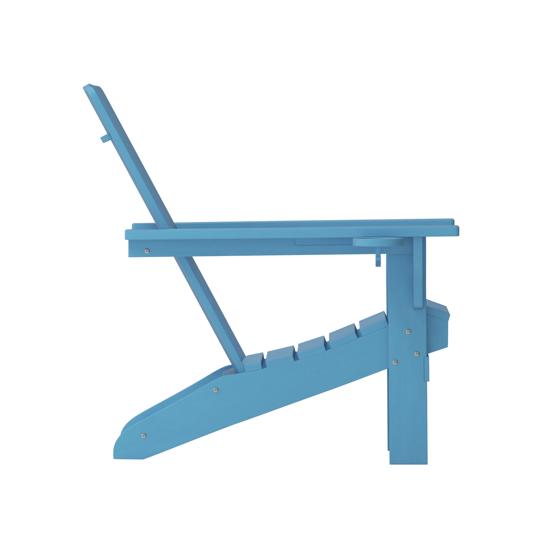 BizChair Adirondack Chair with Cup Holder, Weather Resistant HDPE Adirondack Chair in Blue