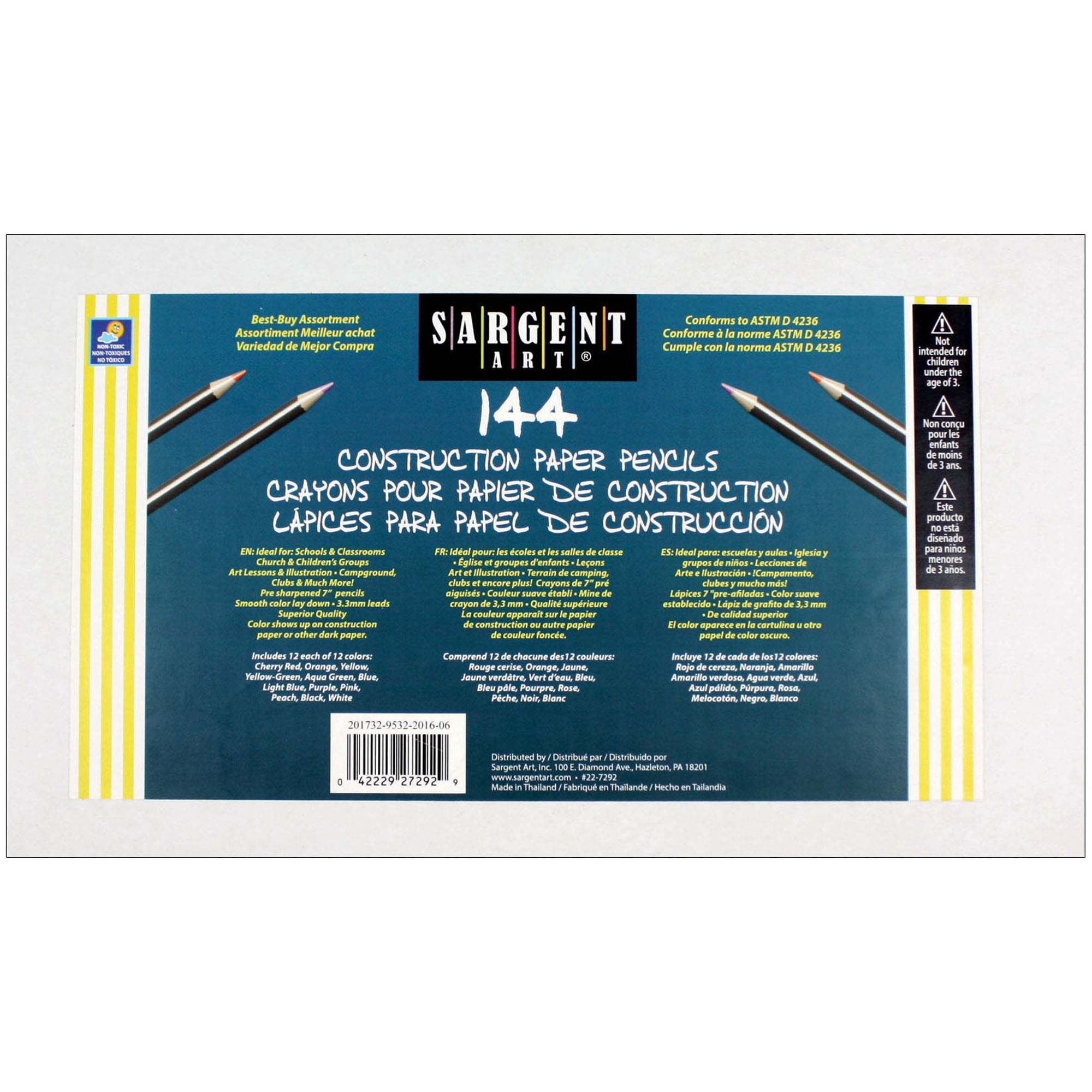 Sargent Art® Construction Paper Pencils, Assorted Colors, 144 count -  Walmart.com