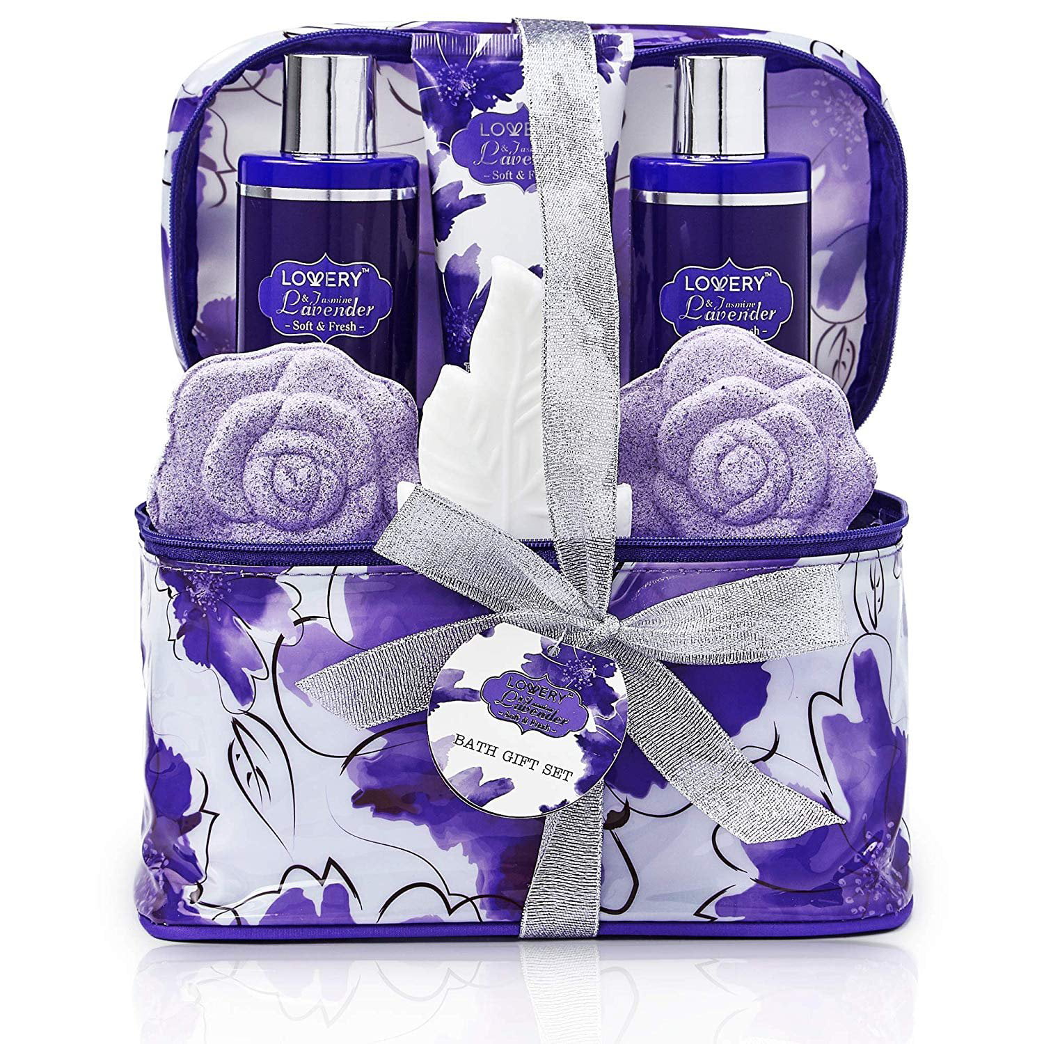 Bath And Body Gift Set For Women Lavender And Jasmine Home Spa Set