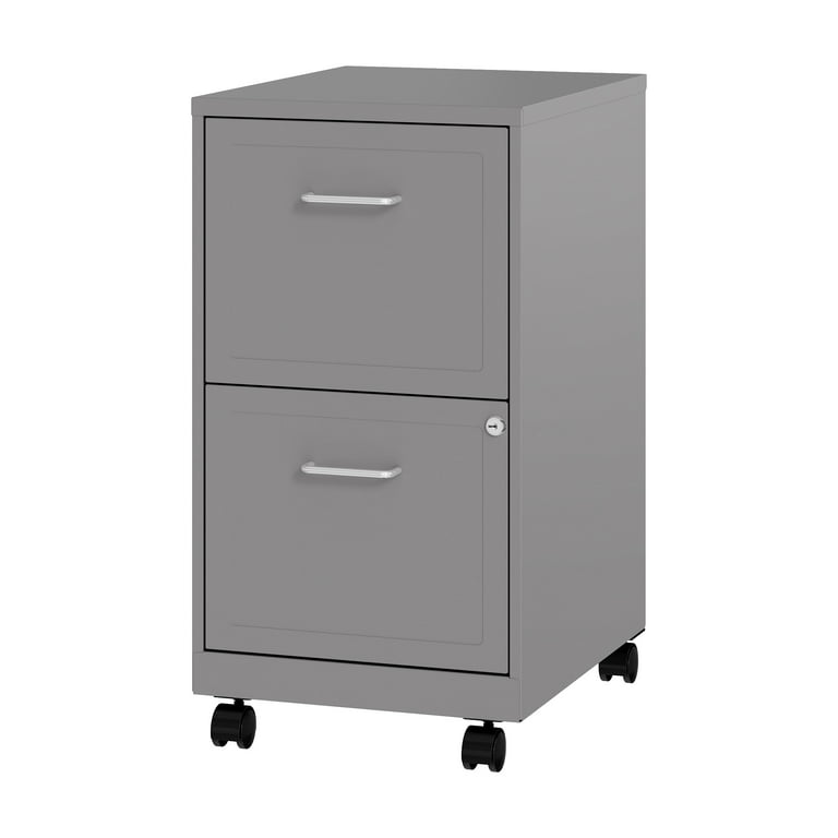 Space Solutions 18 Deep 2 Drawer Mobile Letter Width Vertical File Cabinet,  Silver 