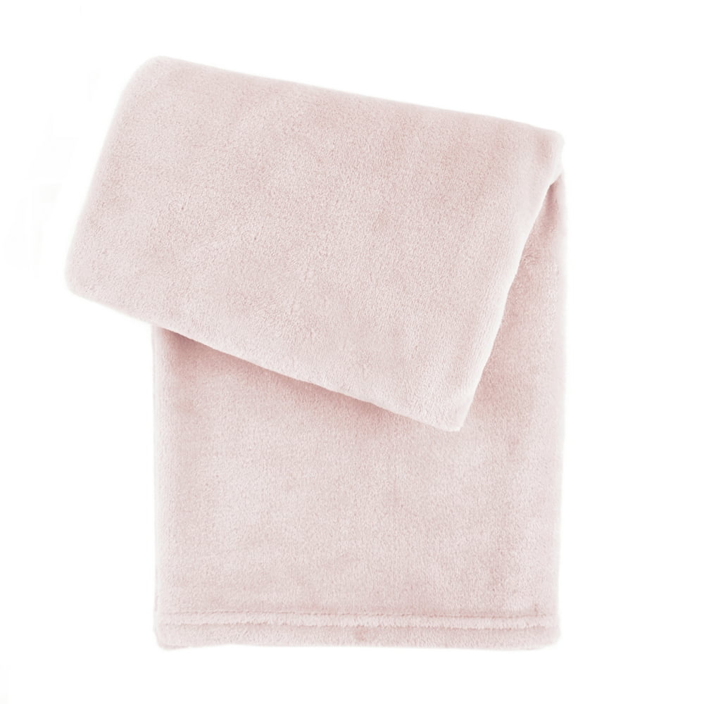 TADPOLES LUXE Solid Plush Baby Blanket, 30"x40", Blush