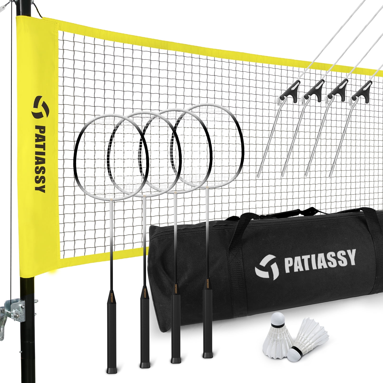 Patiassy 20 x 2.5 ft Portable Badminton Set for Backyard, Adjustable