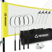 Patiassy 20 x 2.5 ft Portable Badminton Set for Backyard, Adjustable Pole, 4 Rackets, Carrying Bag