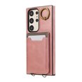 thumbnail image 5 of Wallet Back Case for Samsung Galaxy S22 Ultra with Wrist Strap, Stylish Magnetic Card Holder Finger Ring Kickstand PU Leather Lanyard Shockproof Slim Phone Case for Samsung Galaxy S22 Ultra, Pink, 5 of 7