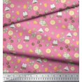 thumbnail image 3 of Soimoi Pink Poly Georgette Fabric Tea Bag,Star Anise & Lemon Slice Vegetable Printed Craft Fabric by the Yard 42 Inch Wide, 3 of 3