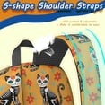 thumbnail image 4 of Sugar Skull Cat and Flower Yellow Pattern 17" Waterproof Oxford School Backpacks for Teens, S-Shape Padded Straps, for School, Travel, Hiking, Camping, 4 of 4