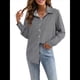 thumbnail image 3 of Camisas de Mujer con Botones, Casuales, de Larga, A Cuadros, con Estampados, Blusas Holgadas con Cuello A . Negro XXL, 3 of 8