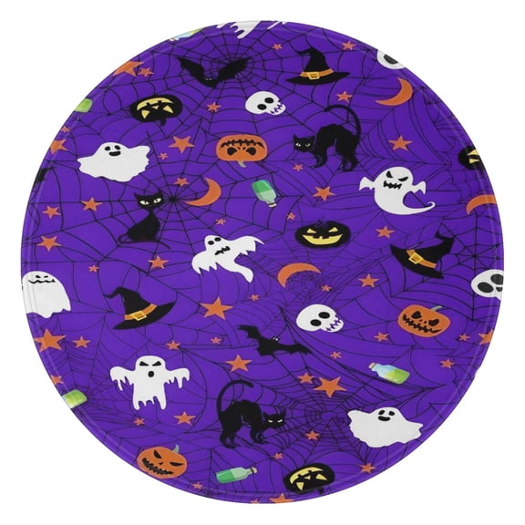 Halloween Purple Spider Web Pattern Round Blanket,Comfortable Soft Flannel Throw Blanket,All Season,Warm Lightweight Blankets for Sofa Bed Couch Living Room Chair 47"x47"