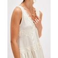 thumbnail image 4 of White Lace Trim Slip Mini Dress V-Neck Sleeveless Flowy Swing Boho Coquette Drop Waist, 4 of 5
