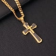 thumbnail image 5 of QQTDFG Crucifixion Cross Necklace For Men Women Stainless Steel Miami Chain Pendant Hot-Gold Black-20inch or 50cm, 5 of 5